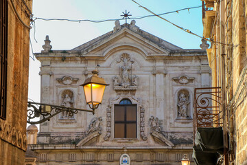 Taranto Cathedral dedicated to Saint Catald (Cattedrale di San Cataldo). Roman Catholic cathedral located in Old Town Taranto, Puglia, Italy 