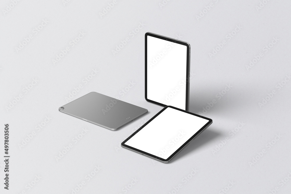 Aufkleber tablet isometric perspective view. template for infographics or presentation ui design interface. bl