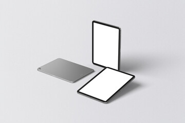 Tablet isometric perspective view. Template for infographics or presentation UI design interface. Blank template