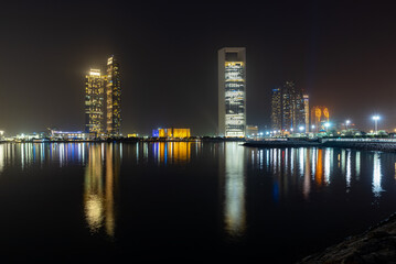 Towers at night in Abu Dhabi