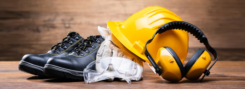 Yellow Hard Hat With Safety Equipment