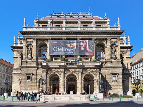 The Hungarian State Opera House in Budapest. Originally known as the Hungarian Royal Opera House, it was designed by Miklos Ybl, a major figure of 19th century Hungarian architecture.