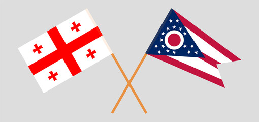Crossed flags of Georgia and the State of Ohio. Official colors. Correct proportion