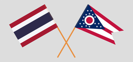 Crossed flags of Thailand and the State of Ohio. Official colors. Correct proportion