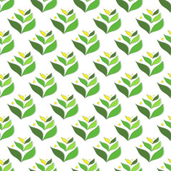 Naklejka na ściany i meble Seamless minimal flat leaves repeat pattern Design art illustration modern background decorative organic collection