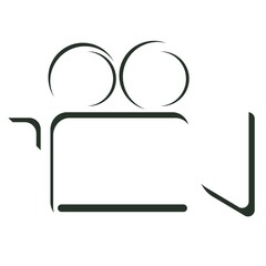 Illustration of a video camera icon. Vector movie cinema symbol