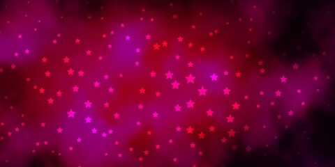 Dark Pink vector pattern with abstract stars.