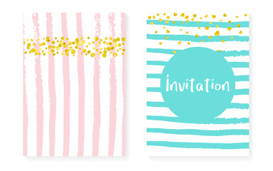 Fototapeta premium Gold Chic Texture. Stripe Simple Frame. Turquoise