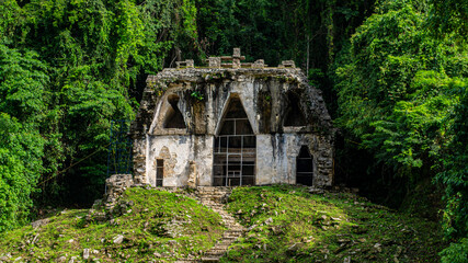 ancient Mayan ruins in the jungle of Chiapas, Mexico