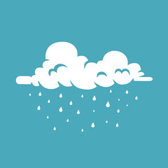 Cloud with raindrops. Stylized illustration.