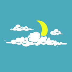 Night cloud with moon. Stylized illustration.