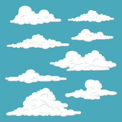Obraz premium Set of white clouds. Stylized illustrations.