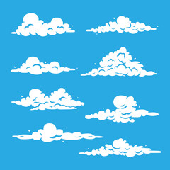 Set of white clouds. Stylized illustrations.