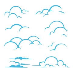 Clouds, design elements. Stylized illustrations.