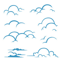 Clouds, design elements. Stylized illustrations.