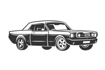 Retro muscle car vector illustration.