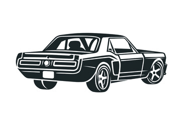 Retro muscle car illustration.