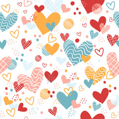 Seamless pattern with hearts in trendy colors vector