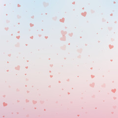 Red heart love confettis. Valentine's day falling