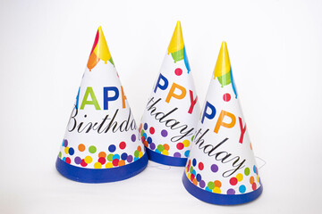 Happy Birthday Hats in white background