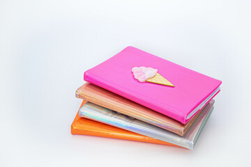 Stack of Colorful Notebook for Kids School Products Stationery with different colors