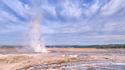 Obraz na płótnie Canvas Steaming Geyser in Yellowstone