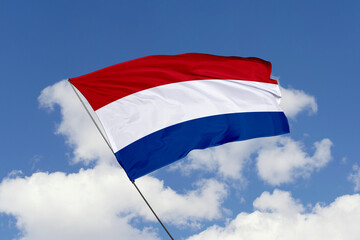 3d illustration. A beautiful view of Netherlands flag on a sky background.