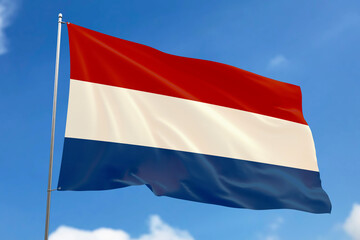 Fototapeta na wymiar 3d illustration. A beautiful view of Netherlands flag on a sky background.