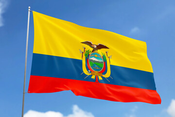 3d illustration. A beautiful view of Ecuador flag on a sky background.