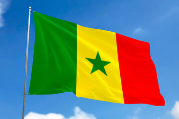 3d illustration. A beautiful view of Senegal flag on a sky background.