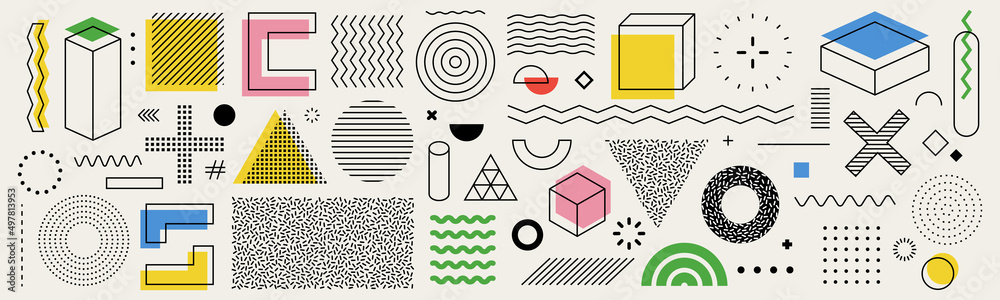 Fototapete set of editable vector creative geometric abstract elements for graphic design, printing and ui. tri