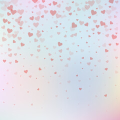 Red heart love confettis. Valentine's day gradient