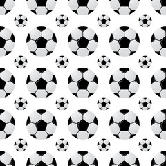 Fototapeta na wymiar Soccer or football balls seamless pattern. Sport game background. Vector template for fabric, textile, wrapping paper, wallpaper, etc