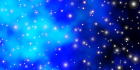 Naklejka na ściany i meble Dark BLUE vector background with small and big stars.