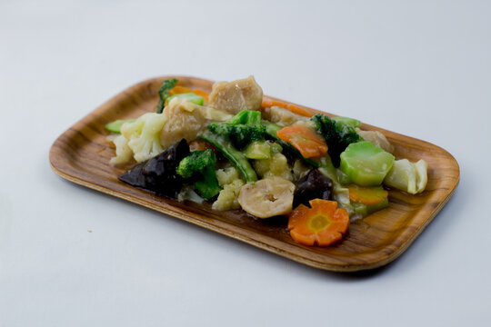 Capcay is a typical Chinese food, such as vegetables cooked by boiling (gravy) or stir-fried.