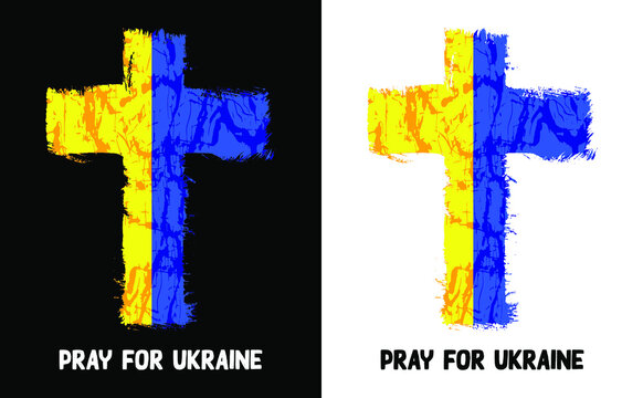 pray for ukraine cross vector flag