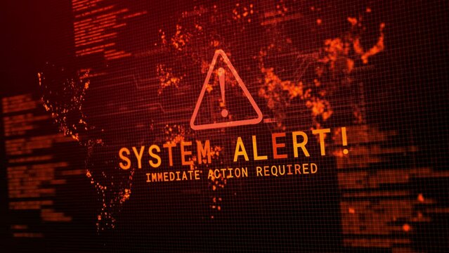 System Alert warning Virus found Vulnerabilities text on screen. weak security, data theft. Virus hacking malware, phishing scam, hacker attack. cybercrime, piracy, digital safety and identity theft