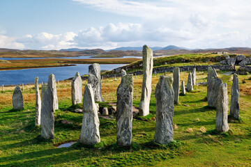Tursachan prehistoric stones at Callanish, isle of Lewis, Scotland. aka Callanish I. Centre...