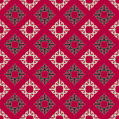 Decorative Asian Folk Seamless Pattern. Ornament of Asian Nomads: Kyrgyz, Kazakhs, Bashkirs, Tatars, Yakut, Mongols. Ethnic Vector Illustration for Paper Products, Textiles.	
