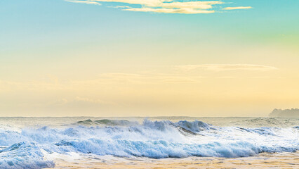 Sunrise at Playa Cocles, beautiful tropical Caribbean beach, Puerto Viejo, Costa Rica east coast