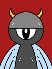 cute monster cartoon on red background