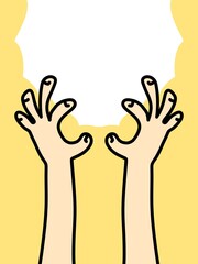 hand cartoon on color background