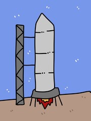 rocket cartoon on rocket launcher