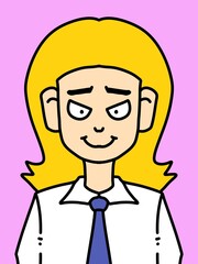 cute man cartoon on pink background