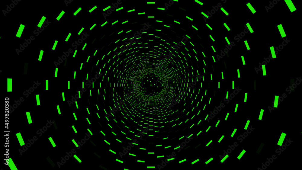 Aufkleber tunnel with portal in virtual space. design. hypnotic 3d tunnel with flashing dashes. dive into slow