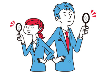 男女　虫眼鏡　エプロン　3色