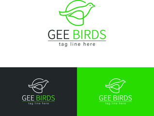 Gee Birds Minimal Creative Logo, Best Birds Unique Logo Design.