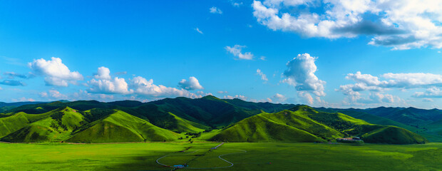 Plain, grasslands, river and mountain
