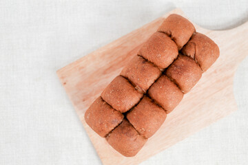 Choco Japanese Milk Bread on a white background. Food Baking concept Fresh baked organic homemade soft milk loaf bread.