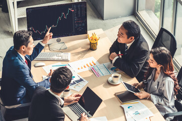 Stock market data chart analysis by ingenious computer software . Investment application display...